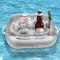 Mineup Porte Gobelet Gonflable Piscine, Support Gonflable de Boisson, Bar Flottant pour Piscine 4 Trous, Plateau Flottant Piscine pour Fête Plage Fête Argent 41 x 41 x 9 cm