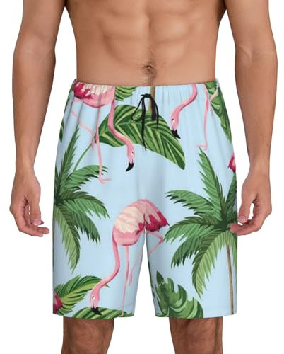 Short de détente pour homme Flamants roses tropicaux – Pantalon confortable pour la détente et les loisirs, Noir , S
