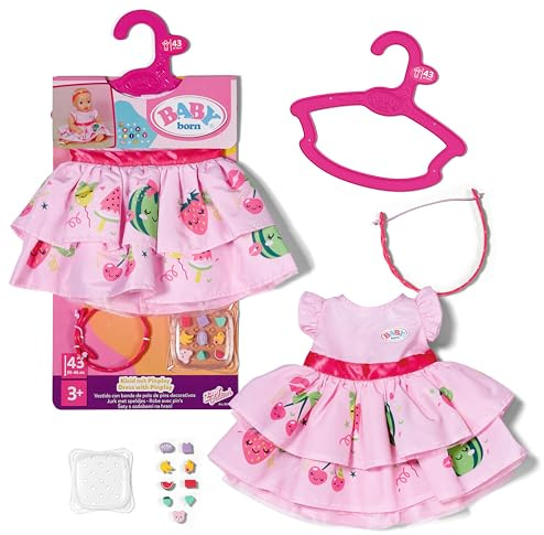 BABY born Kleid mit Pins für 43 cm Puppen inklusive Haarband | Haarband, Pins und Aufbewahrungsbox inklusive, passend für 43 cm Puppen