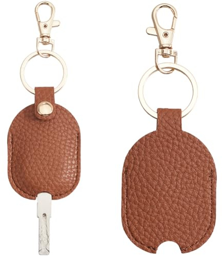 GORGECRAFT 2 Stück Schlüsselhülle Schlüsselanhänger Braun Rechteckig PU Leder Ersatz Anhängerhülle Schutzhalter Abdeckungen Schlüsselanhänger Mit Goldfarbenem Eisenringverschluss Aus Legierung Für Kap