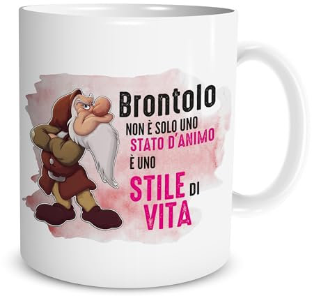 Lol t-shirt Tazza Brontolo – Tazza Divertente con Scritta “Brontolo Non È Solo Uno Stato d’Animo, È Uno Stile di Vita” – Idea Regalo Natale, Compleanno, Uomo, Donna, Amica e Collega