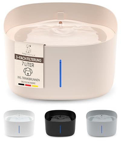 Pretty PAW® - Fontana per cani super silenziosa, con serbatoio d'acqua da 7 litri, senza BPA, con filtro e LED, facile da pulire