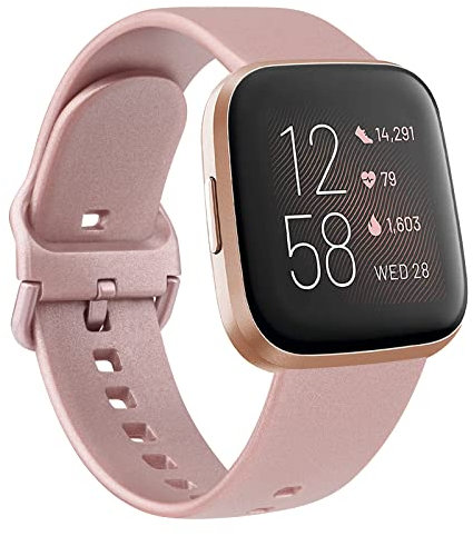 YLK Cinturino per Fitbit Versa 2/Fitbit Versa/Fitbit Versa Lite, Cinturino Silicone di Morbido Traspirante per Donna e Uomo (Oro rosa1)