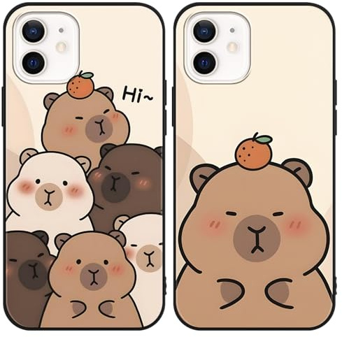 PBNDJVG Kawaii Phone Cases Funny Capybara Case for Apple iPhone 12/iPhone 12 pro 6.1 Inch, Anime Cartoon Cute Pattern Shockproof Soft TPU Silicone Gel Drop Protection Case for Women Girls