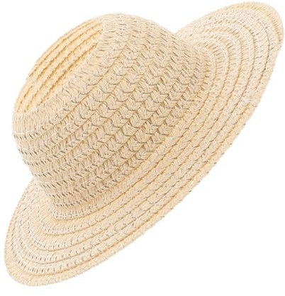 SHINEOFI Strohhut DIY Strohhüte Puppenhauszubehör Miniatur-DIY-Hüte Strandhut Frauen Damenhüte Miniatur -Top -Hut Puppenstuben-Strohhüte Zylinder Handwerk gewebter Hut Beige