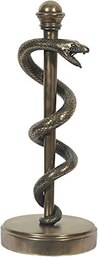 MC Dekofigur Skulptur Äskulapierstab bronziert