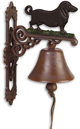 Türglocke Glocke Wandglocke Gußeisen 2er Set Landhaus Motiv:Hund Dackel Höhe 33cm