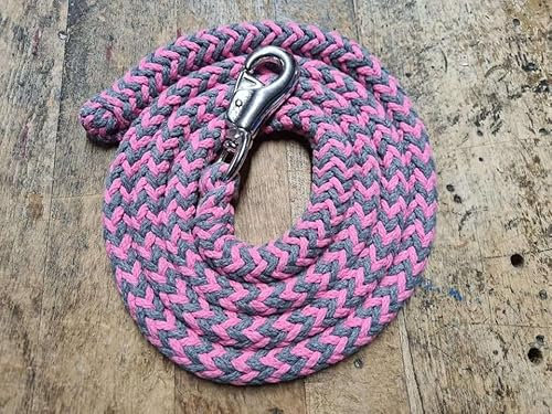 Jumbo Führstrick extra stabil - Baumwolle - 2 Meter - Bullsnap - Farbe: grau-pink