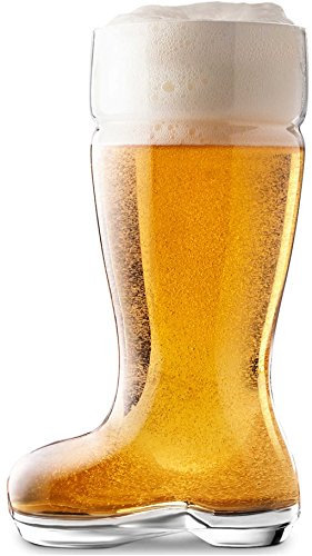 Circleware Das Boot Set of 2 Beer Glasses Drinking Mugs, Funny Shaped Entertainment Beverage Glassware for Water, Juice, Bar Barrel Liquor Dining Decor, 2, Large 1 Liter