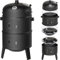 TecTake® Barbacoa de Carbón Vegetal, Ahumador Barbacoa con 2 Puertas Laterales de Ventilación, Orificio Regulable, Termómetro, Cuenco para Agua, Parilla Cromada, Asador de Carne