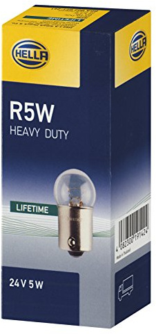 HELLA 8GA 002 071-261 Bulb - R5W - Heavy Duty Expert - 24V - 5W - Socket Type: BA15s - Box - Quantity: 10
