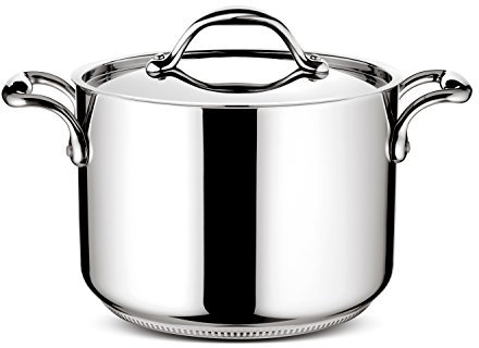 Lagostina Accademia Lagofusion Pentola con 2 Maniglie e Coperchio, Acciaio Inossidabile, Argento, 24 cm