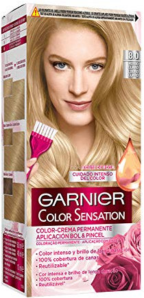 Garnier Color Sensation - Tinte Permanente Rubio Luminoso 8.0, disponible en más de 20 tonos