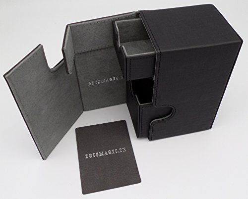 docsmagic.de Premium Magnetic Tray Box (80) Black + Deck Divider - MTG PKM YGO - Porta Mazzo Nero