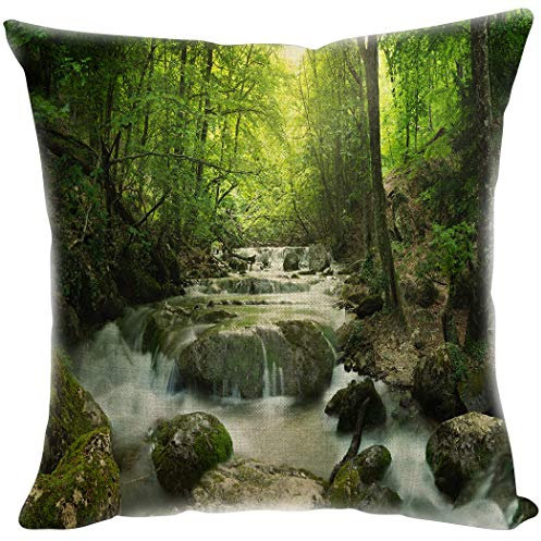 YISUMEI Kissenbezug 80x80 cm Home Decor Sofa Werfen Kissenbezüge Pillowcases Forest Footpath Wildlife Frühling Pflanze Und Steine