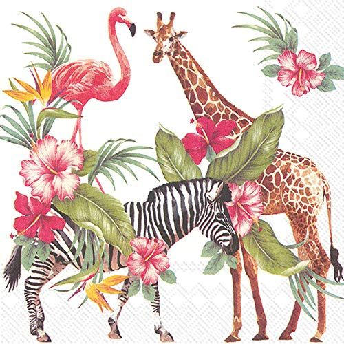 Boston International IHR Papierservietten, 3-lagig, 16,5 x 16,5 cm, Safari Park