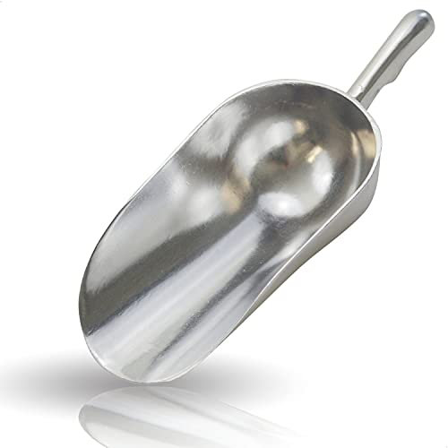 Kerafactum handliche Schippe Grosse Mehlschaufel Sackschaufel | Futterschaufel Sack Schüppe für Futter Mehl Zucker Schaufel Schütte aus Metall Aluminium | Alu Guss Tierfutter Nicht rostend 350 ml