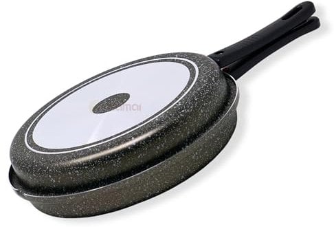 NAMAI - Padella Per Frittata 28 CM, Materiale Alluminio, Adatto In Lavastoviglie, Manico Removibile, Girafrittata Antiaderente, Made In Italy