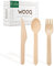 wooq Premium Holzbesteck Set 200-teilig aus Birkenholz (100 Holzgabeln, 50 Holzlöffel, 50 Holzmesser Holz Besteck) Einwegbesteck kompostierbar in wiederverschließbarer Pappbox