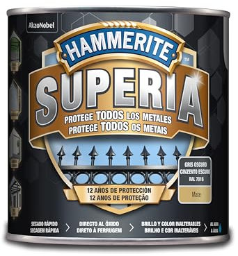 Hammerite Esmalte antioxidante al agua, Gris Oscuro, 2,5 L