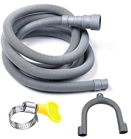 HLMOptimo Universal-Ablaufschlauch, flexibel, für Geschirrspüler, Verlängerungs-Kits, gewellter Waschwasserschlauch mit 1 Schlauch, 1 Schlauchschellen, 1 U-Biegungs-Schlauchhalter (4 m), 3,5 m