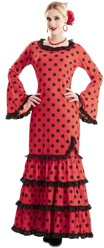 EUROCARNAVALES Rotes Flamenco-Kostüm für Damen