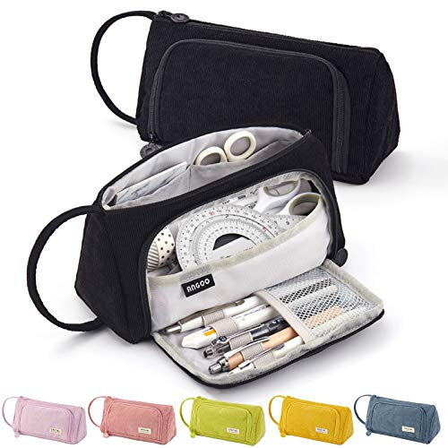 ONCCI Federmäppchen Federtaschen Teenager Mädchen Mäppchen Etui Stifte 3 Fach Pencil Case für Schule & Büro (Schwarz)