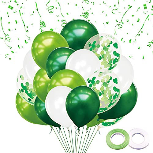 FUNXGO Grün Luftballon Set - 60 Stück Konfetti & Latex Ballons für Hochzeit - Mit Konfetti Gefüllte Ballons