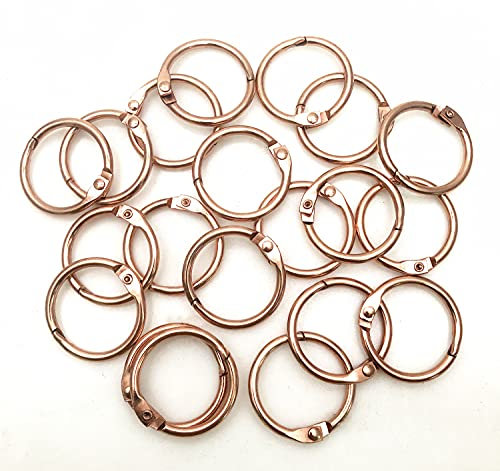 COMOK 20pcs 1inch /25mm Book Ring Metal Loose Leaf Book Binder Hinged Buckle Rings Scrapbook Sketchbook Craft Photo Album DIY Binding Ring Rose Gold