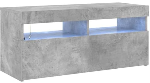 vidaXL TV Cabinet with LED Lights Concrete Grey 90x35x40 cm | Contemporary looks that fit right in any room, RGB LED lights create a comfy vibe, Plenty of tiers for all your media stuff