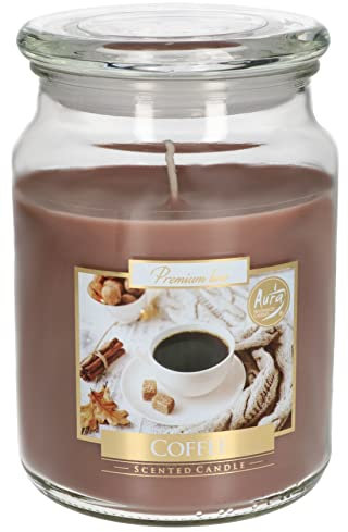 KOTARBAU® Vela aromática en tarro de cristal con tapa, Idea de regalo, Vela en frasco para aromaterapia, Decoración del hogar, Duración prolongada, Fragancia, Grande, Café