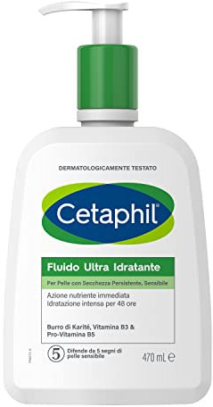 Cetaphil Ultra feuchtigkeitsspendende Flüssigkeit, Gesichts- und Körpercreme, für Haut mit anhaltender und empfindlicher Trockenheit, spendet Feuchtigkeit bis zu 48 Stunden, ohne Parfüm, Format 470 ml