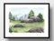 Din A4 Kunstdruck ohne Rahmen - Aquarell: Landschaft mit Felsen - Natur Wiese - Romantik Ruhe Entspannung Druck Poster Bild