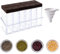 JOYSKY 6 Stück Kunststoff Gewürzgläser Set Versiegeltes Spice Jars Transparente Gewürzdosen Gewürzbehälter mit Silikon Trichter Tablett für Küche Salz Pfefferstreuer Gewürze Aufbewahrung