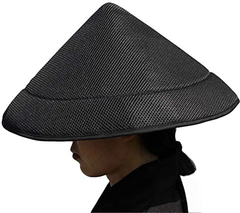 Z-ONE Schwarzer Sonnenhut Samurai Maske Samurai Rüstung Samurai Hut Reishut Chinesischer Hut Japanischer Hut Bambushut Angelkappe, schwarz, Large