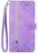 NEXCURIO Custodia a Libro Cover Portafoglio per Apple iPhone 11 Pro Max Flip Case in Pelle Fiori Donna con Tasca Zip Porta Carte Laccio Supporto Antiurto - Viola