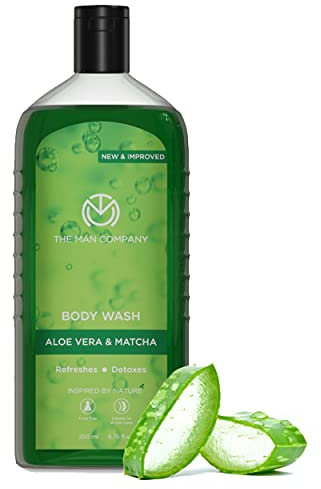 The Man Company Aloe Vera & Matcha Duschgel | Duschgel für strahlende und glatte Haut | Angereichert mit Grüntee- und Moringa-Blattextrakt | Giftfrei – 200 ml