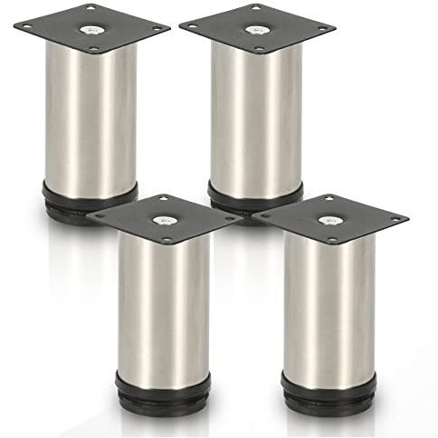 Randaco 4X Edelstahl Möbelfüße Höhe 120 mm Möbelfuß Sockelfüße für Möbel, Küchenschränke Tischfuß Schrankfüße Belastbar bis 250 Kg