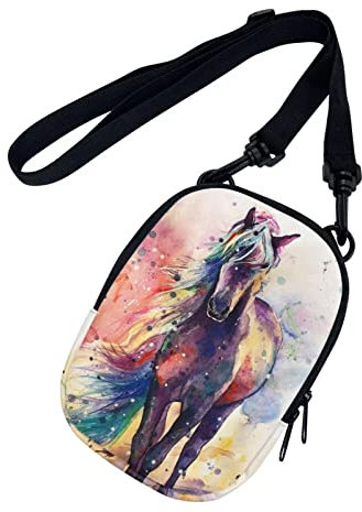 chaqlin Damen Herren Mini Geldbörse Crossbody Tasche Schulter Handtaschen Crossbody Handytaschen mit Tasche, Kunsttier Pferd, Einheitsgröße
