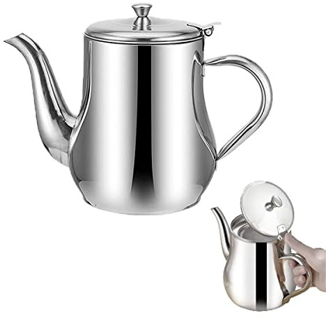 RANRAO Tetera de acero inoxidable con filtro de aceite, contenedor de aceite, botella filtrable de hojas de té y grietas de té