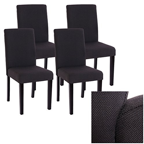 Mendler 4er-Set Stuhl Littau-AM - Textil, schwarz, dunkle Beine | Esszimmerstuhl, Küchenstuhl