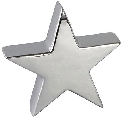 dekorativer stimmungsvoller Kleiner Deko-Stern Keramikstern dreidimensional Silber glänzend in verschiedenen Größen (mittel)