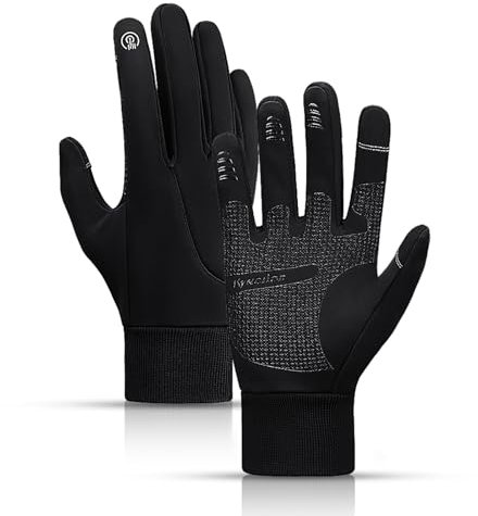LRXUMN Winterhandschuhe für Herren und Damen, wasserdicht, winddicht, rutschfest, Touchscreen-Handschuhe, schwarz, Thermo-Handschuhe zum Radfahren, Autofahren, Wandern, Laufen, Skaten, Größe L