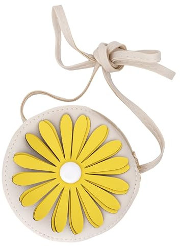 EANAGO Handtasche BLÜMCHEN für Kinder - moderne Handtasche mit verstellbarem Schultergurt für Mädchen in Kindergarten und Grundschule (weiß)