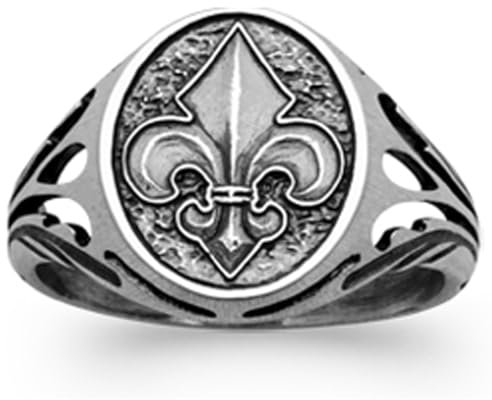 Les Trésors De Lily [R7449 - Bague Argent 'Vikings' argenté vieilli - 15x10 mm (fleur de lys) - Taille 64
