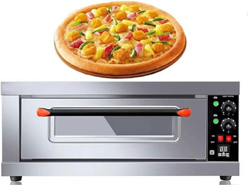 Electric Pizza Oven Maker Commercial, Electric Pizza Oven Maker Single Deck Kitchen Commercial Baking Fire Stone Catering with Timer,3200W,Stainless Steel