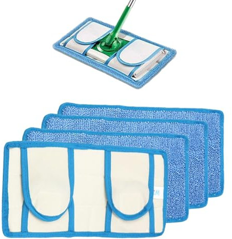 FDKJOK Reusable Mop Pads for Flash Speedmop, 4 PCS Microfiber Pads Refills Wet Dry Pads Reusable Mop Pads Washable Mop Pads Dry Pads Mop Head Replacement for Any Floor Types(Blue)