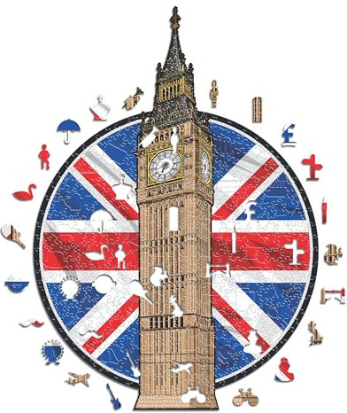 Iconic Puzzles, Big Ben, 100% ökologisch nachhaltiges Holzpuzzle mit offizieller Lizenz, Größe L, 500 Teile