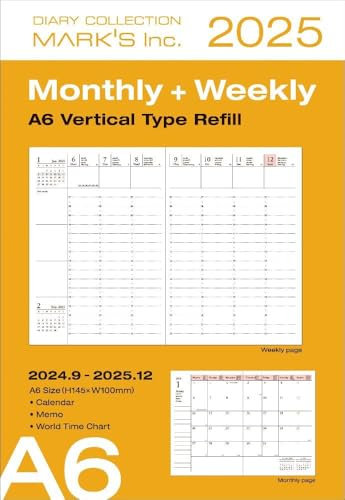 MARK'S 2024/2025, A6 Vertical Type Refill: Von September 2024 bis Dezember 2025