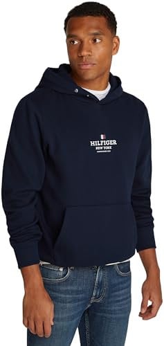 Tommy Hilfiger Herren Hoodie mit Kapuze, Blau (Desert Sky), XL